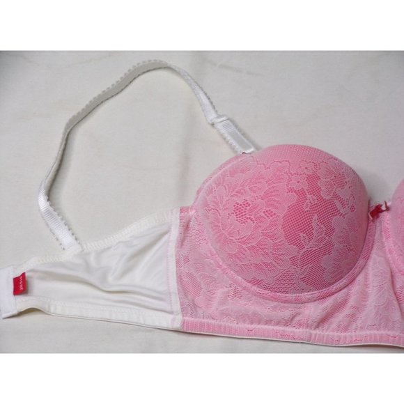 JOSIE NATORI Balconette Longline Lace Underwire Bra #847154 Ivory Pink 32C NEW - Picture 4 of 6